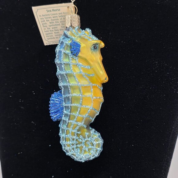 Old World Christmas Blue Seahorse Ornament Glass Blown Hand-Painted Box - Picture 10 of 16